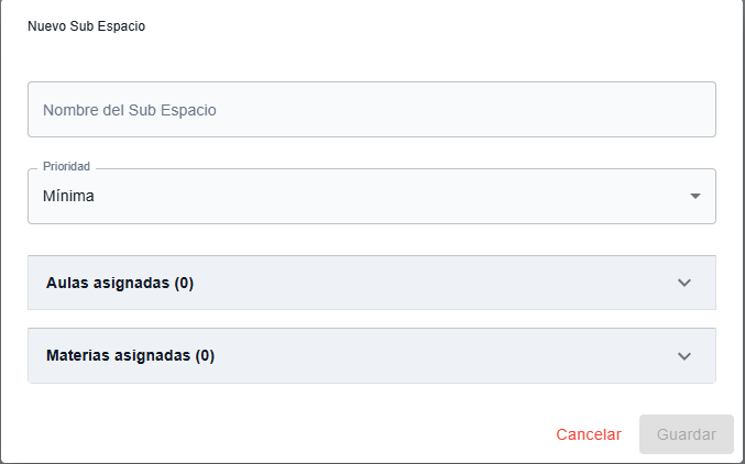 Formulario sub espacios