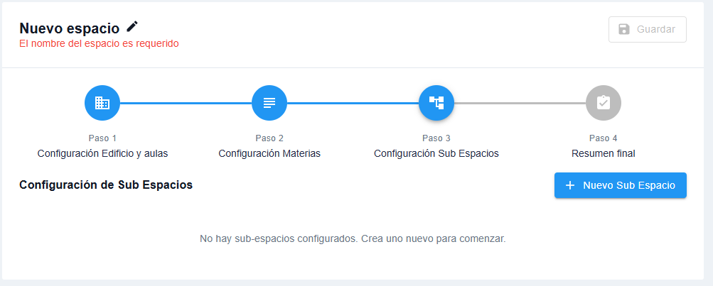 Menu sub espacios
