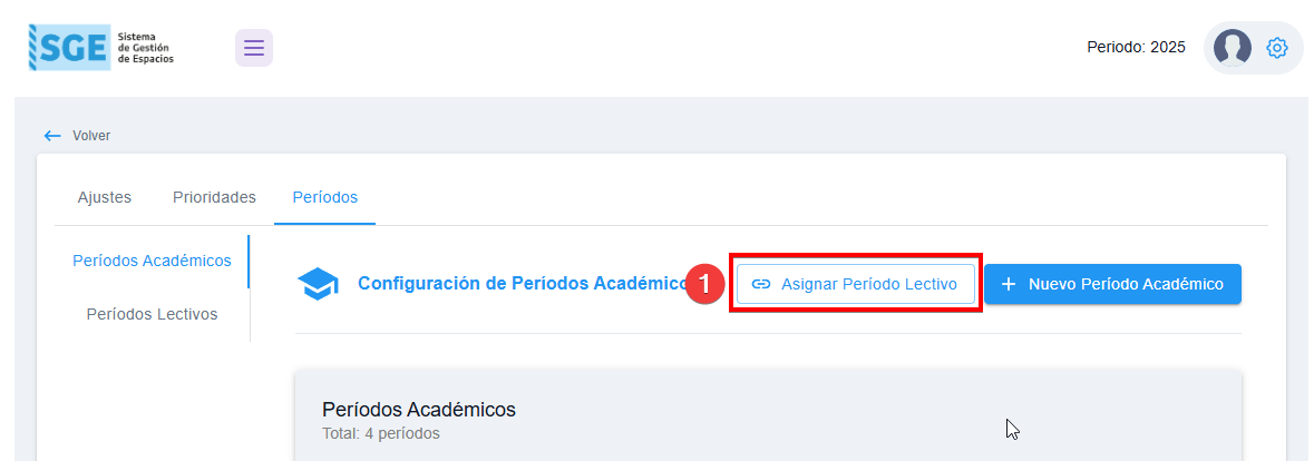 Botón Asignar Periodo Lectivo