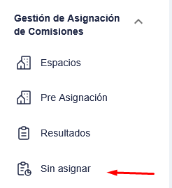 Selección del menú Sin asignar