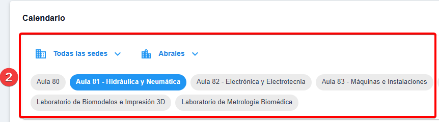 Filtros del calendario