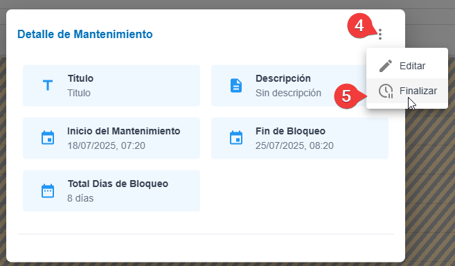 Menu de acciones