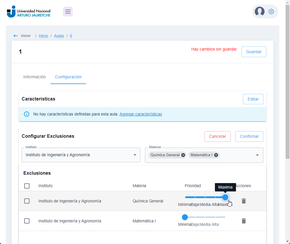 Configuración de prioridad