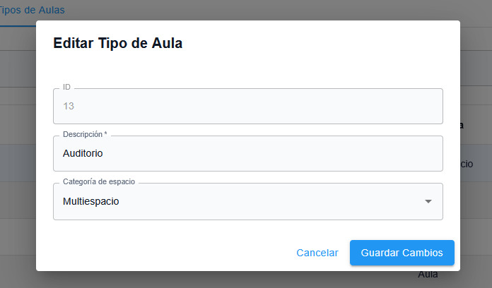 Editar tipo de aula