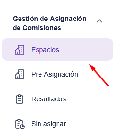 Menú Espacios