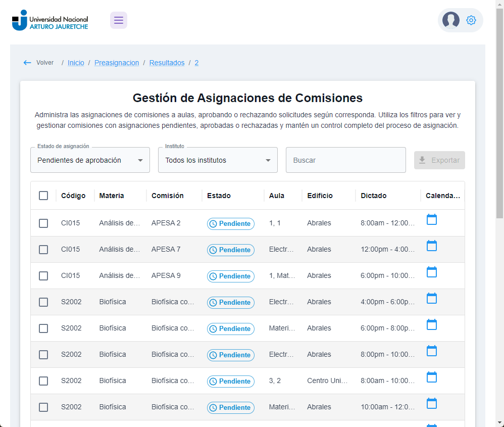 Lista de comisiones