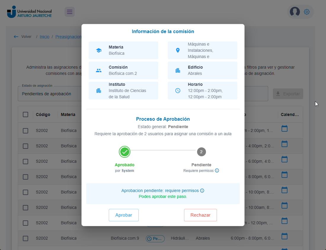 Datos de la comisión