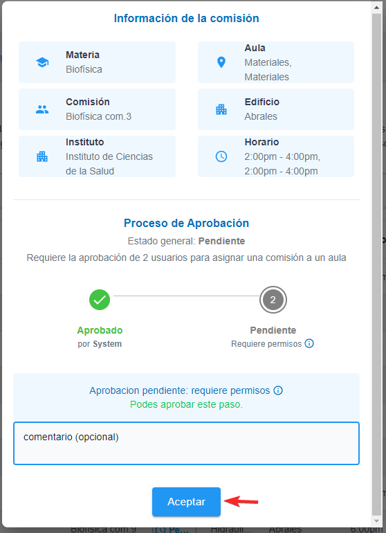 Datos de la comisión
